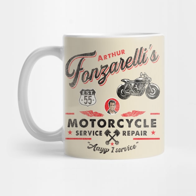 Fonzy Motorcycle Repair & Service Worn Lts by Alema Art